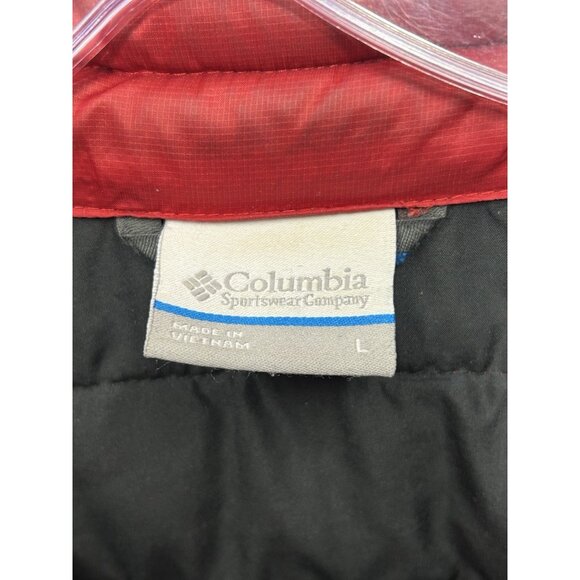 Columbia Puffer Jacket Mens Size Large Full Zip Insulated Red Preppy Outdoor - Picture 7 of 9